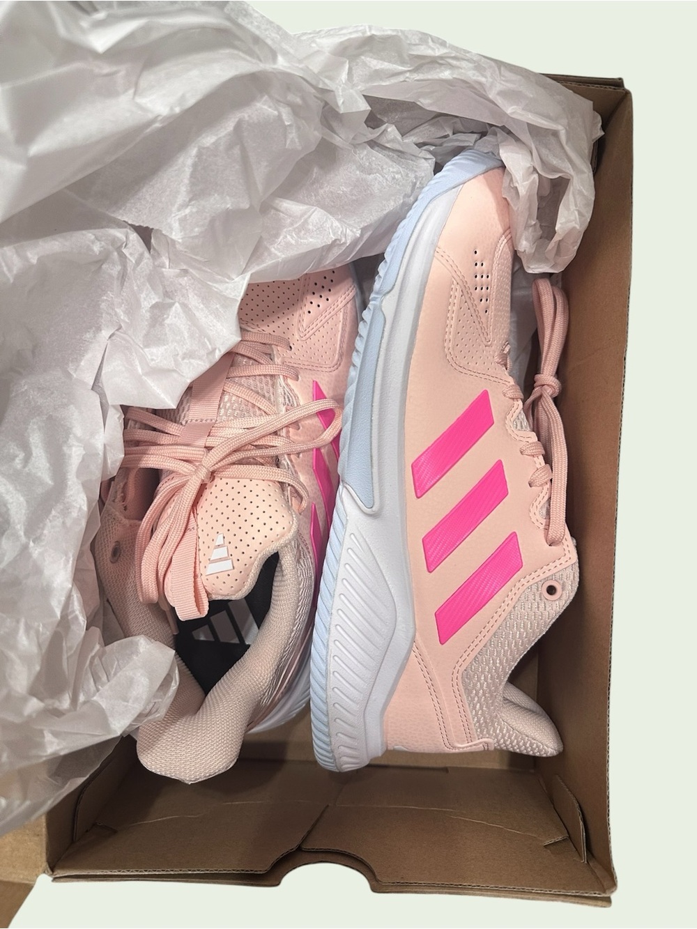 adidas Women's Pink Athletic Shoes with Hot Pink Stripes